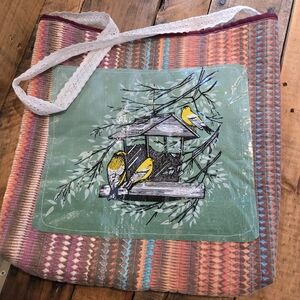 Upcycled Bird Seed Bag Tote Quilted Handmade Dont Throw It Out